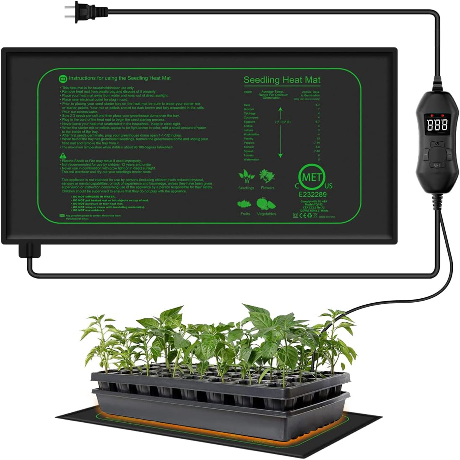 Rooting Gel Clone - Tapis chauffant pour semis avec Thermostat